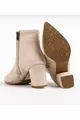 Women's Suede Beige Cream Zipper Pointed-Toe Heeled Boots