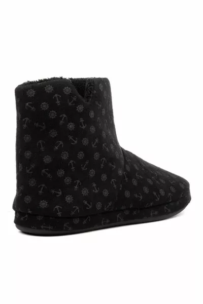 الرجال الحرارية الشتاء Penduf الأحذية المنزلية القطر الأسود من جلد الغزال