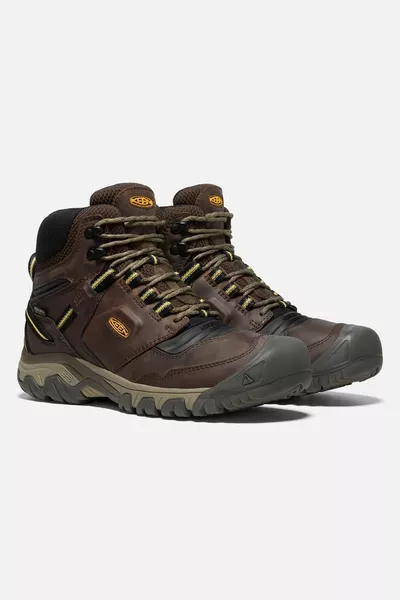 ريدج فليكس ميد دبليو بي M-Coffee Bean/ Yel - أحذية المشي للرجال المقاومة للماء - بني غامق