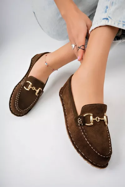 جلد طبيعي بني من جلد الغزال النساء الجلود المتسكع 