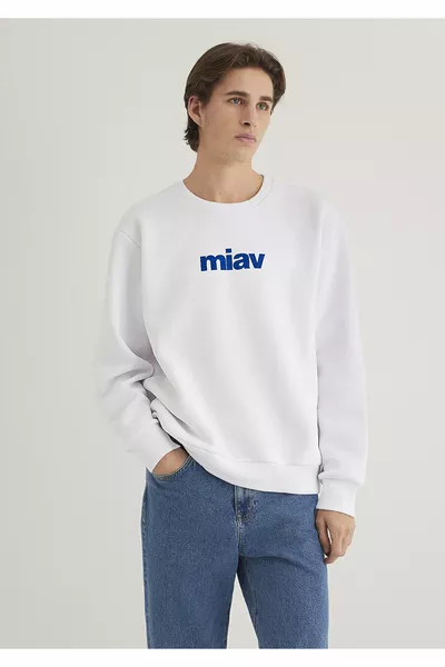 Бяла суитшърт с щампа Miav 