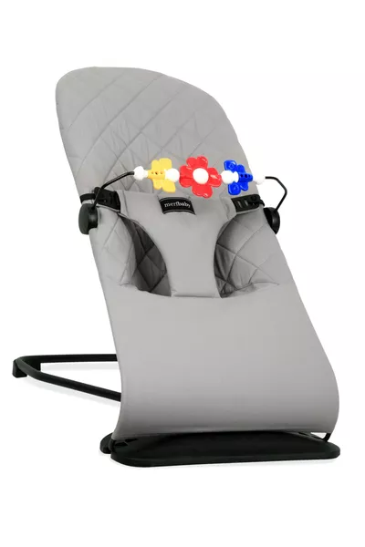 Baumwoll-Babyschaukel mit Spielzeug - Grau