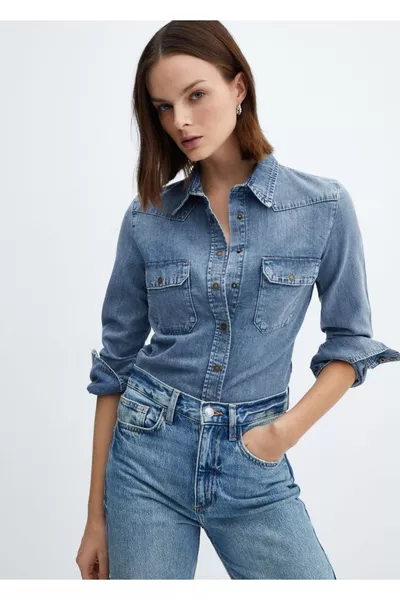 Baumwollhemd mit Brusttasche