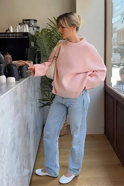 Pink Oversized Knit Sweater