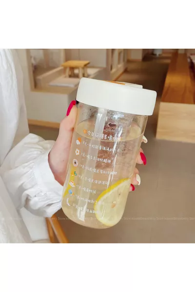 Bouteille de détox en verre avec filtre et paille, bouteille d'eau détox, adaptée aux aliments, en PP+PC et sans BPA