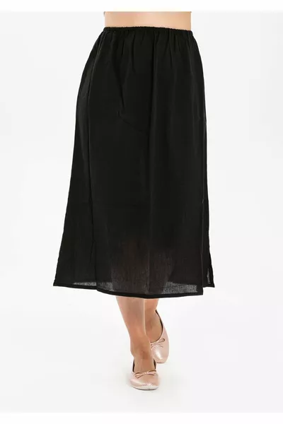 Petticoat Shile Fabric Cotton Long Skirt Lining Full-Length Petticoat Black