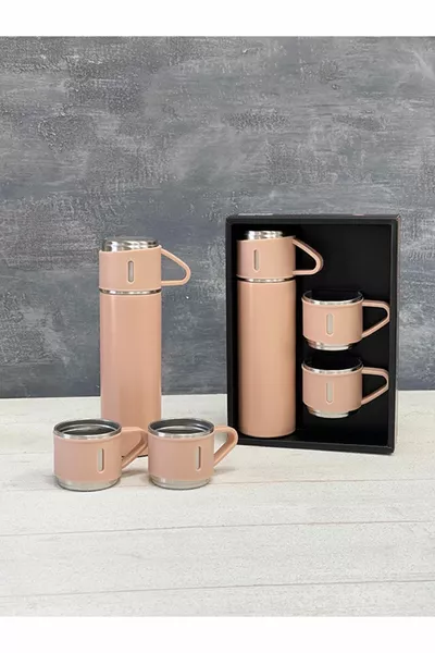 مجموعة ترمس كوركوز مصنوعة من الفولاذ المقاوم للصدأ بسعة 3 أكواب مع تفريغ الهواء