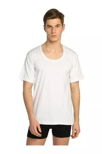 Herren Weißes Halbarm T-Shirt aus Baumwolljersey mit Rundhalsausschnitt, 6er-Pack