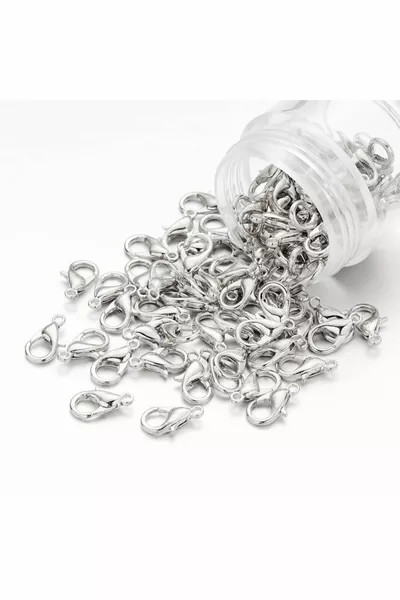  قطعة - مشبك ببغاء، خطاف قفل، مشبك إغلاق الببغاء، قفل للقلادات والأساور مطلي بالنيكل