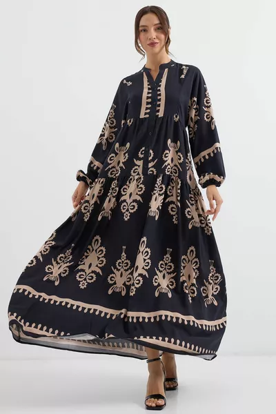  Authentieke jurk met patroon - N. zwart