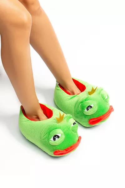 Chaussons Unisex Grenouille Animal Vert /