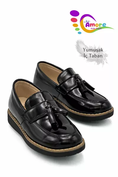 حذاء أطفال أولاد موديل كورجيك حذاء مدرسة حذاء مناسبة ختان أو زفاف حذاء رسمي جلدي أسود