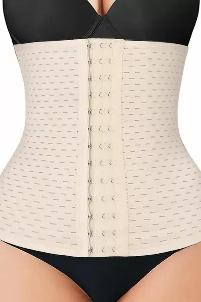 Ulyana Modèle Ceinture Amincissante et Raffermissante à 4 Baleines et 3 Niveaux de Crochets, Couleur Chair