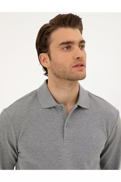 Gray Melange Slim Fit Basic Sweatshirt 