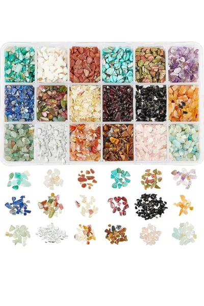  Çeşit Kırık Doğal Taş Seti Takı Yapım Seti