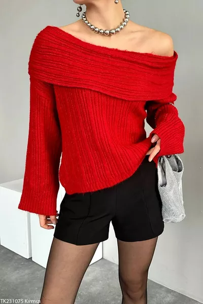 كنتيكال تيكستيل كنزة موسمية بأكتاف مكشوفة وقابلة للطي