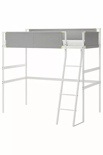Bunk bed, white-light gray, cm, single bed-without desk