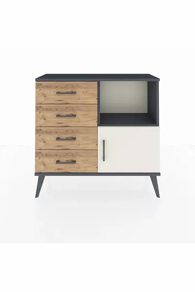 خزانة أرجس ذات رف واحد و4 أدراج وباب واحد أنترسايت/حجر رملي/صنوبر