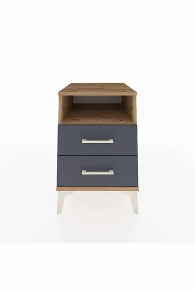 كرونوس كومودين ذو رف واحد ودرجين من خشب الصنوبر-أنترسايت