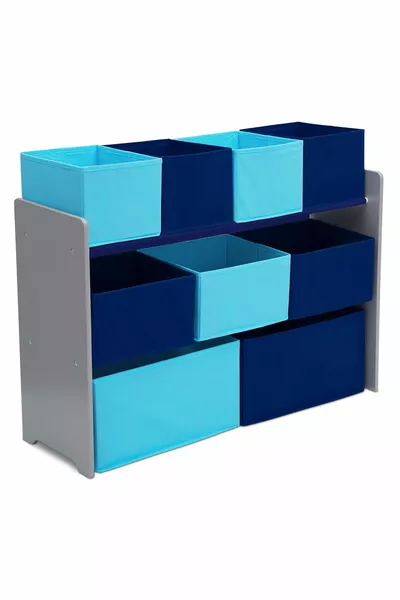 Deluxe Многоярусный органайзер для игрушек - Ящики для хранения - Сертификат Greenguard Gold, Серый/Синий