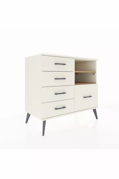 Hyperion Dressoir 2 Planken 5 Lades Nakhouten-lichtgrijs