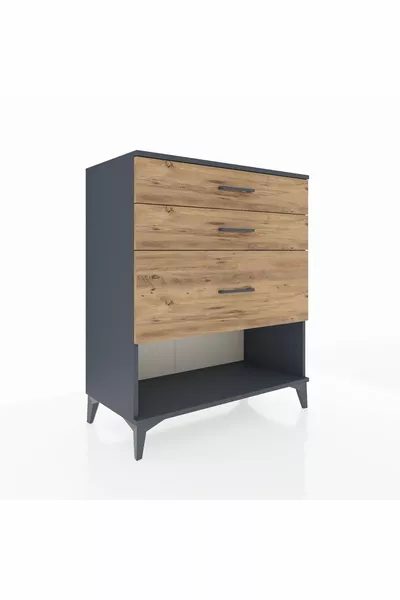 خزانة أدراج هيفريون بثلاثة أدراج - أنثراسيت وصنوبر