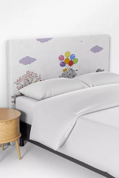 Flying Elephant Pattern Kids Bed Base Headboard Cover