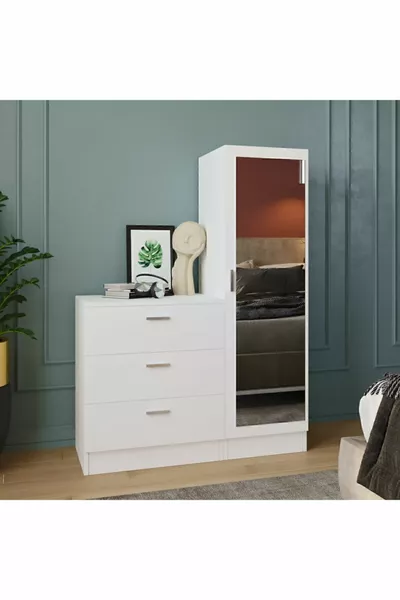 Oswin Comò con Specchio Armadio Bianco -W