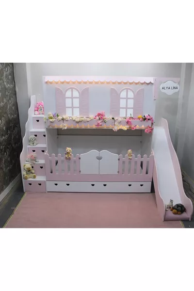 Alaçatı Bunk Bed with Slide and Small Bed