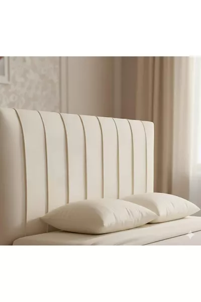 cream-colored bed base headboard cover