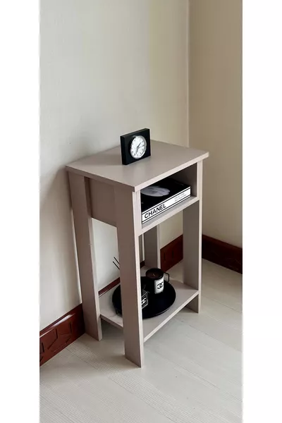 MDF Open Shelf Nightstand Cotton Beige