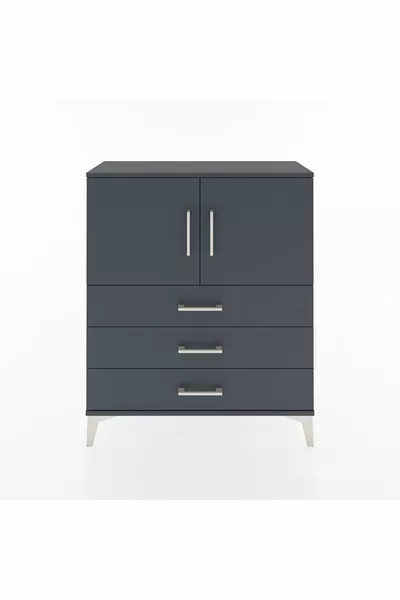 خزانة أرجس ذات رفين، 3 أدراج، بابان، أنثراسيت-أنثراسيت