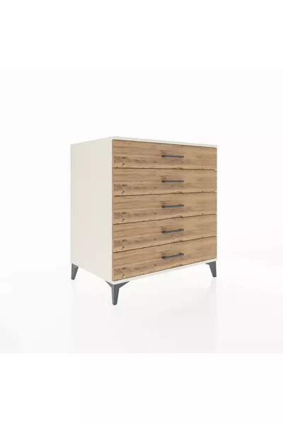 خزانة كرونوس ٥ أدراج رخام القمر - صنوبر