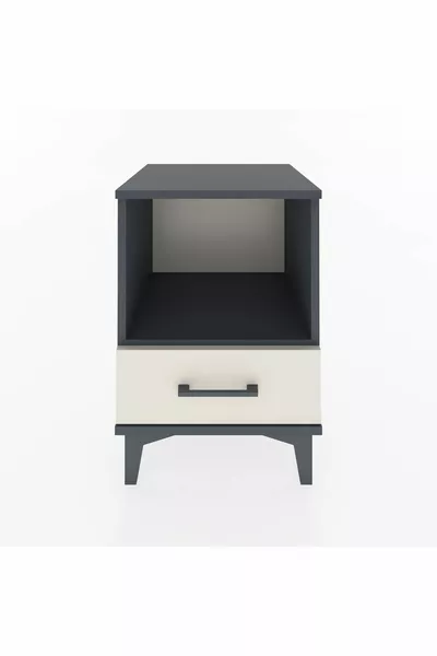 Hyperion Komodin Tek Raflı Tek Çekmeceli  Antrasit-Aytaşı
