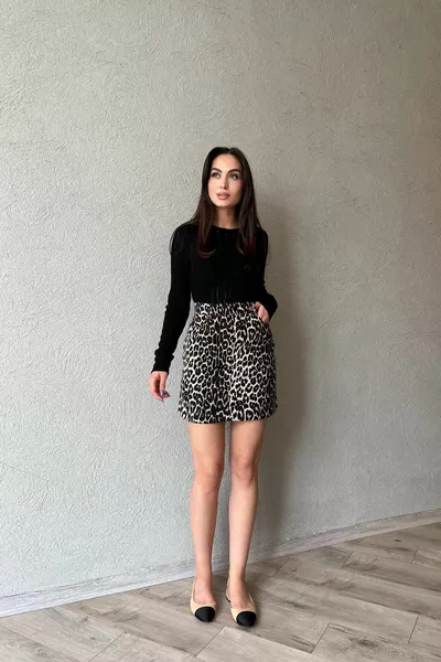 Leopar Desen Mini Etek