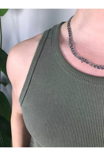 Débardeur Homme Kaki à Côtes - Coton Élastique Maillot de Corps à Col Rond