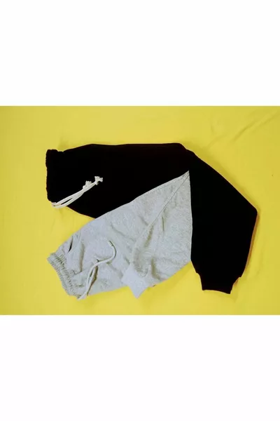 H.g. textile Black Gray 2-piece Sweatpants Set