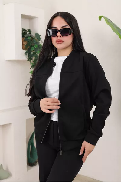 سترة بومبر نسائية جلدية مريحة