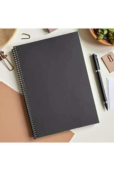 دفتر حلزوني بدون خطوط بحجم  (غلاف أسود)