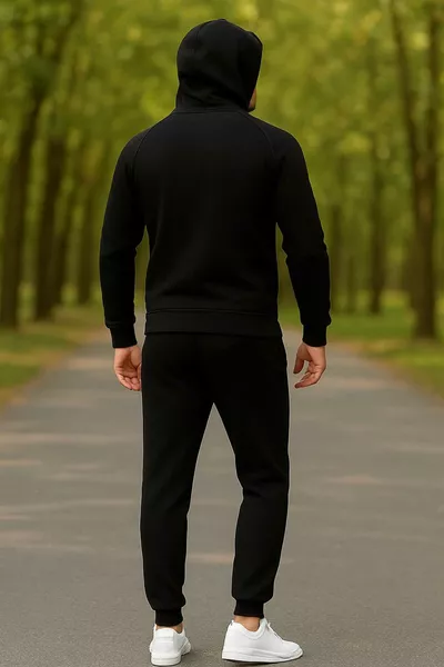 بدلة رياضية رجالية سميكة مريحة مبطنة بالفرو