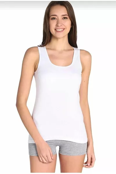  صدرية نسائية بقماش ربانا سميك مع أشرطة سميكة، المجموعة مكونة من 6 قطع، اللون الأبيض