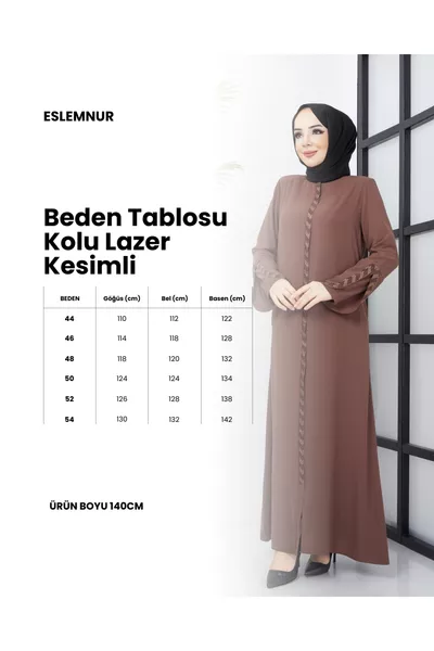 Summer Abaya with Laser-Cut Sleeve and Stone-Adorned Medina Silk