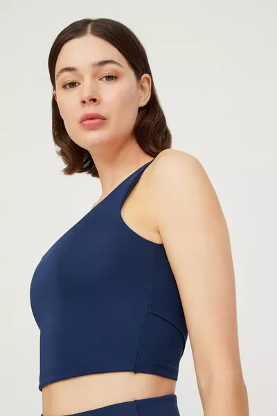 Navy Lightly Padded Crop Top Bustier with Back Detail