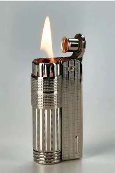 Windproof Gasoline Butane Lighter Silver Gray