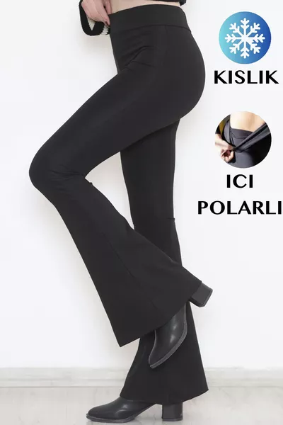 Kışlık Termal Içi Polarlı Kalın Kadn Ispanyol Paça Dalgıç Kumaş Yüksek Bel Toparlayıcı Tayt Pantolon