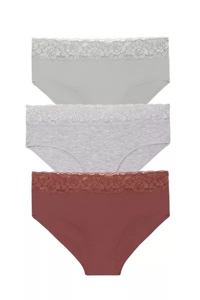 3-Pack Cotton Lace High-Waist Briefs