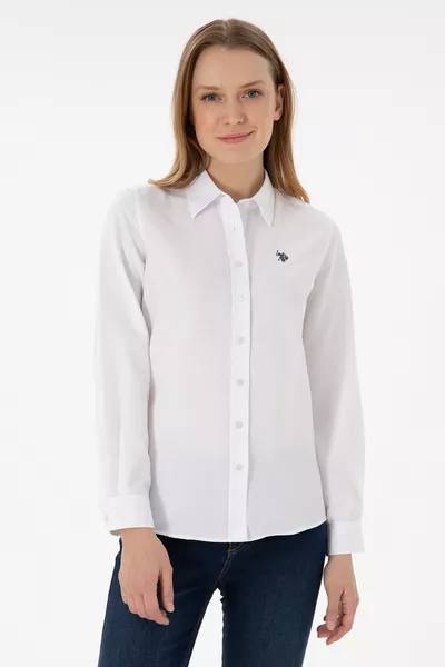Women's White Long Sleeve Basic Shirt 