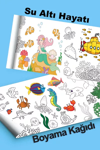 Underwater Life Giant Coloring Paper 2.5 Meter Activity Roll
