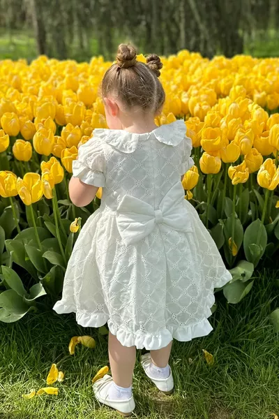 فستان بنت صغير فستان طفلة عيد ميلاد حفل زفاف فستان دانتيل بأكمام قصيرة وفستان مبطن