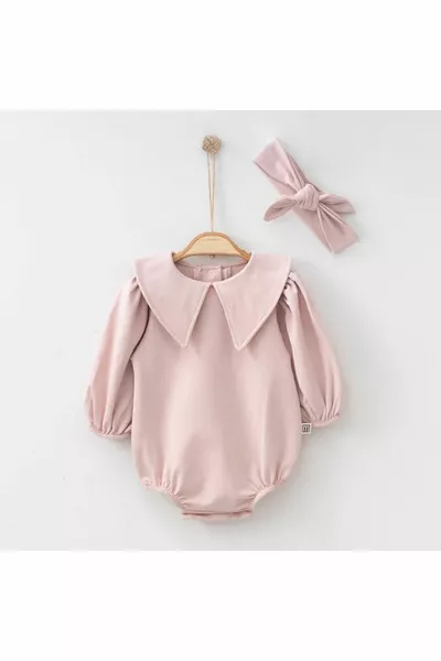 Meisjesbaby Katoenen Alisa Romper Jumpsuit Set Met Bandana en Drukknoopsluiting Voor Pasgeboren Baby